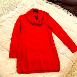 Cowl neck sweater dress